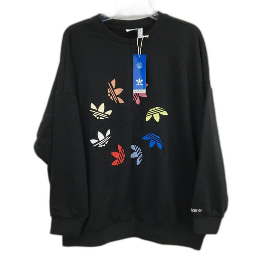 Adidas Adicolor Shattered Trefoil Wheel Black Sweatshirt Ladies Sz UK 14 NEW