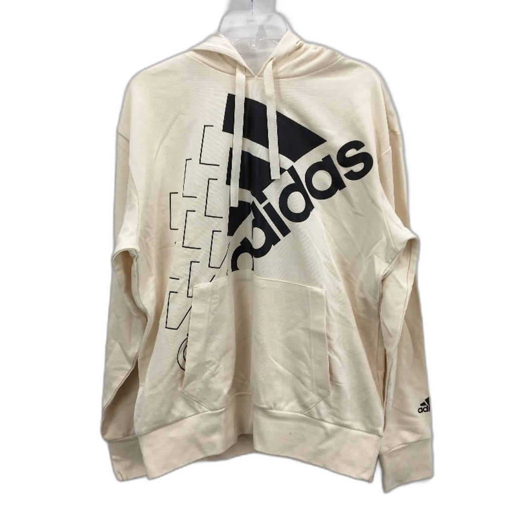 Adidas Essentials Logo Off White Hooded Sweatshirt Mens Size Medium NEW
