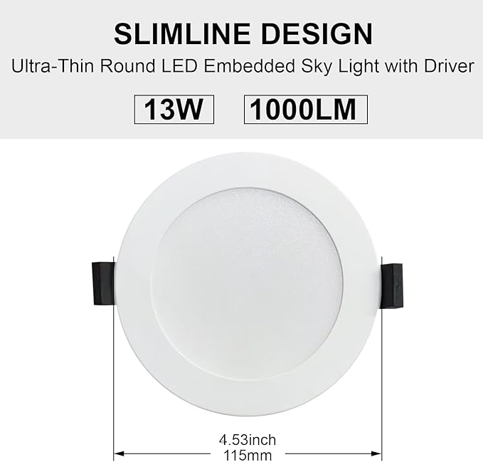 Feileman 10 Pack TD10P 13W 1000LM Ultra Thin Round LED Downlights DEMO