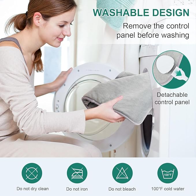 Fleecey Soft Back Pain Relief Auto Shut Off Electric Heating Pad in Grey NEW