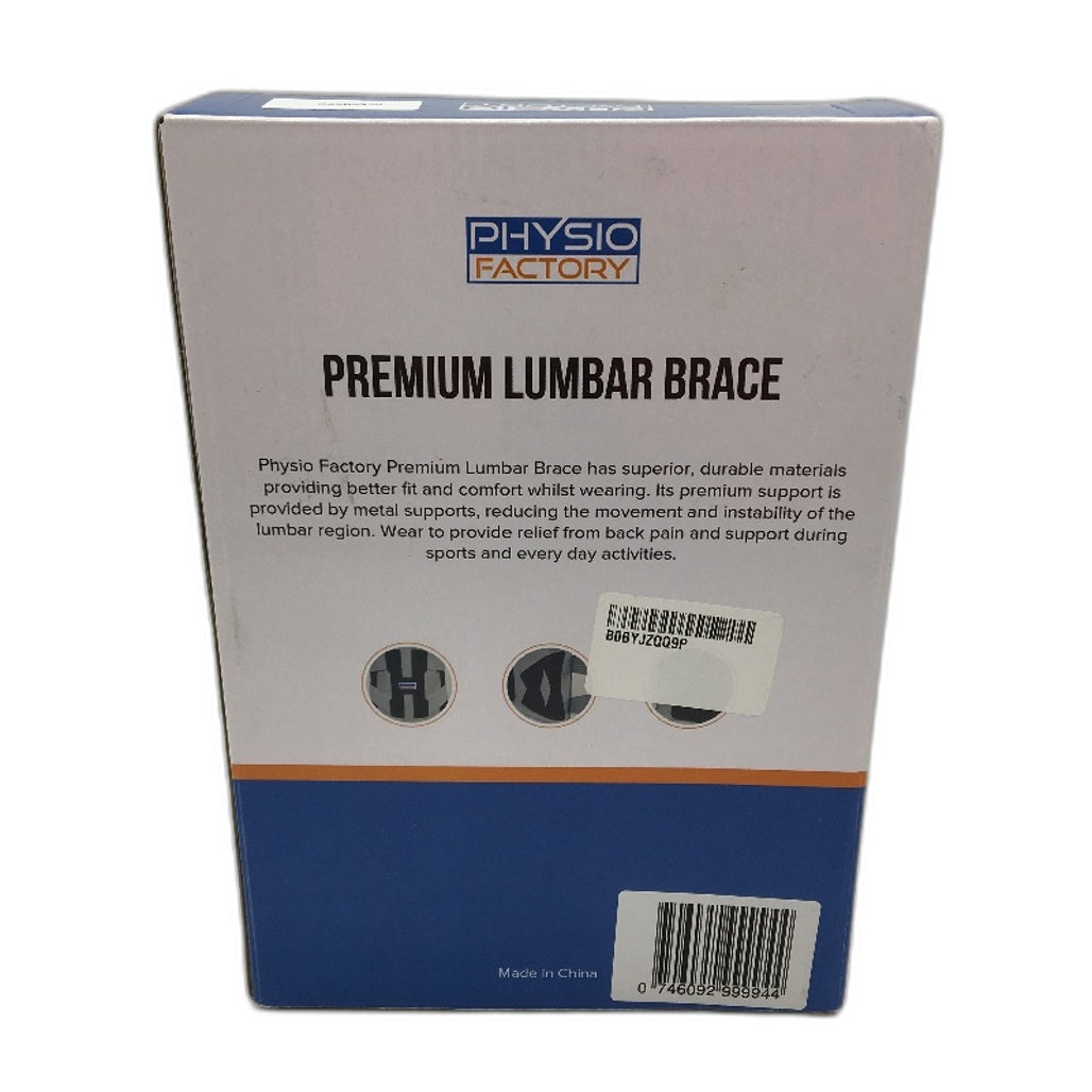 PhysioFactory Lumbar Support Brace Back Protection Pain Relief Size Large NEW
