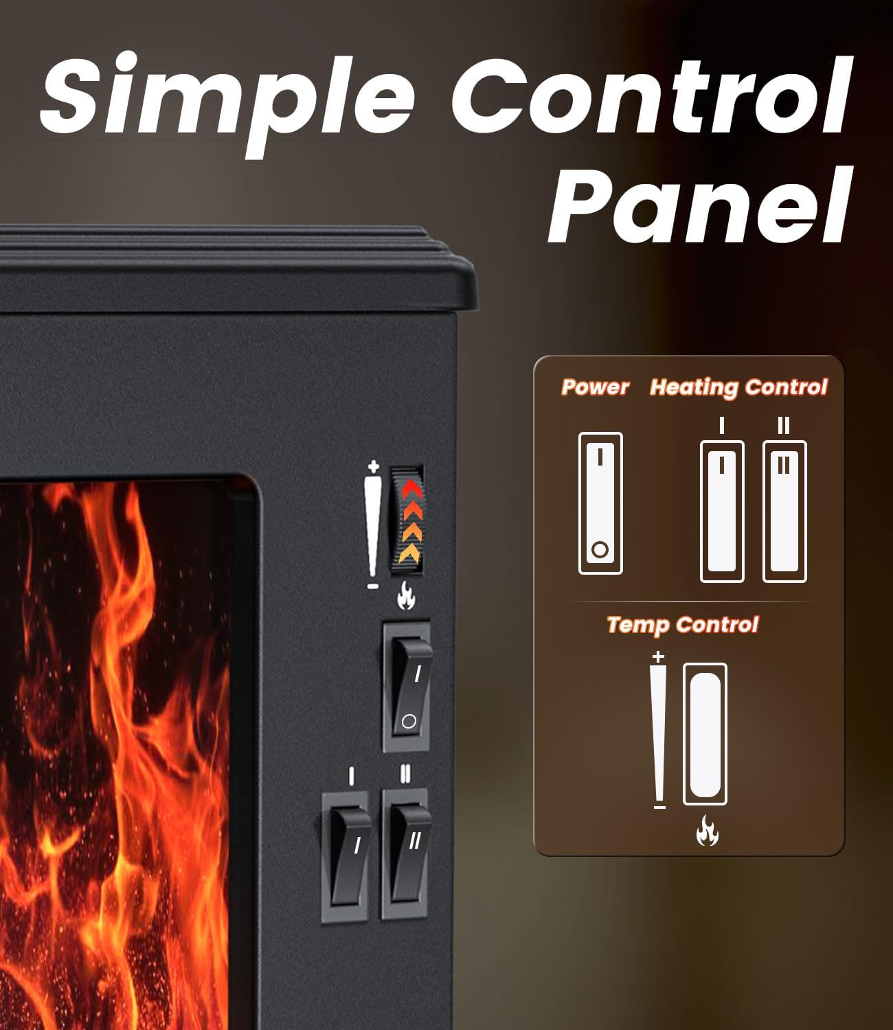 BL-MK-6 2000W Electric Fire Effect and Realistic Wood Fireplace Heater NEW