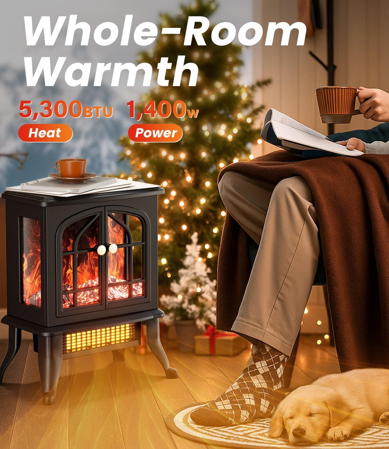 BL-MK-6 2000W Electric Fire Effect and Realistic Wood Fireplace Heater NEW