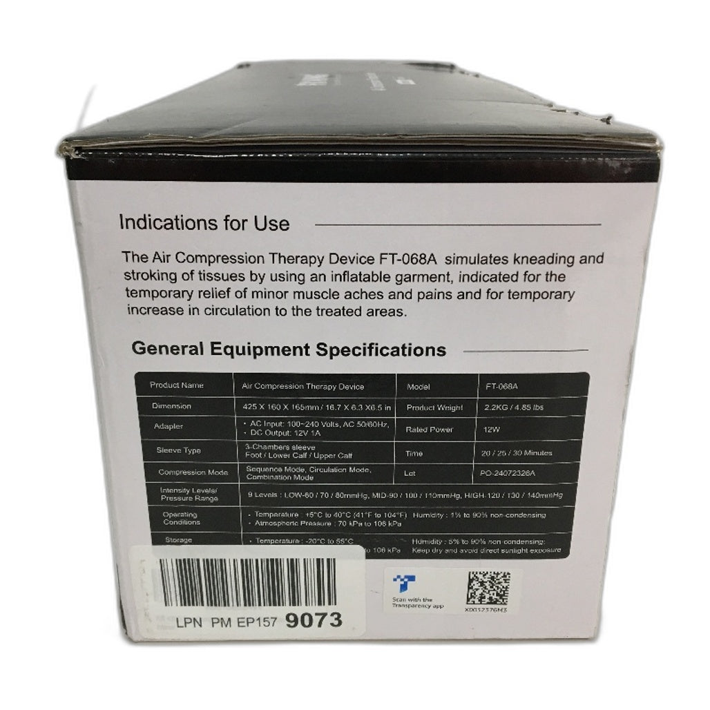 Fit King FT-068A 3 More 9 Intensity Air Compression Leg Therapy Device NEW