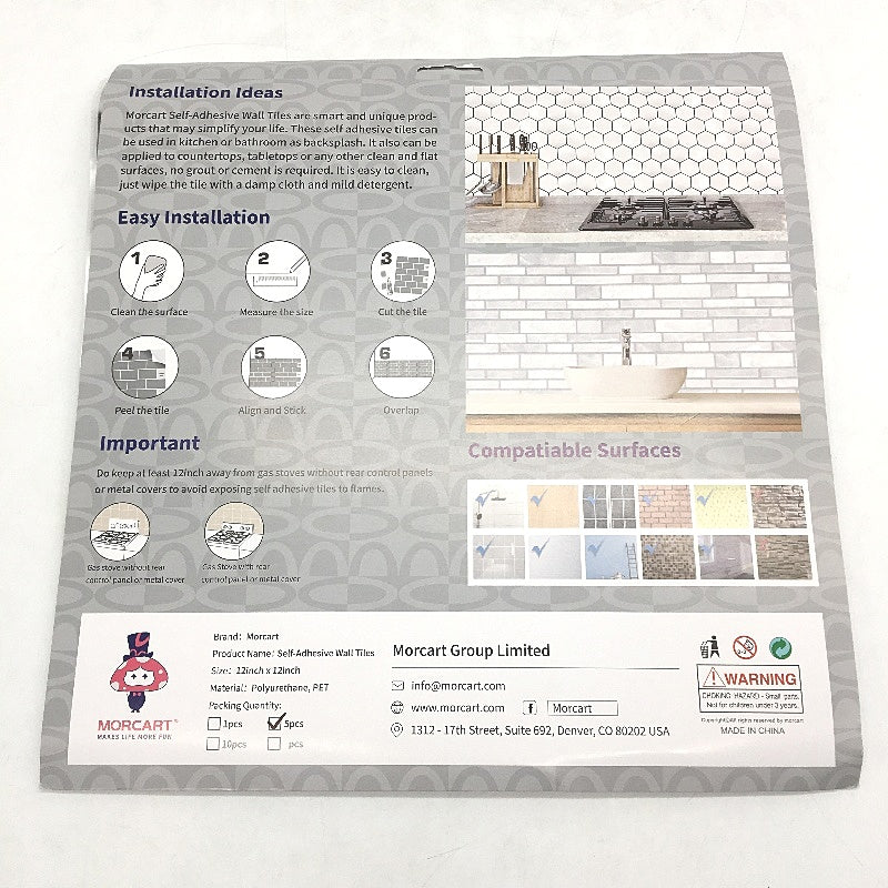 MORCART 80 Piece 30cm Linear Grid Tile Emerald Green Peel Stick Backsplash NEW