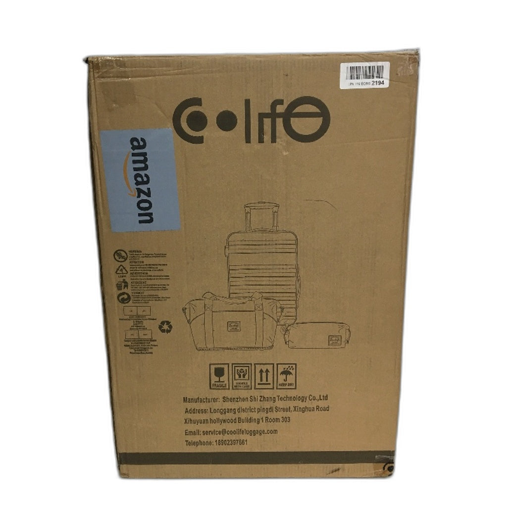 COOLIFE 3pc 28 Inch Cream Travel Luggage Set with Carry On and Toiletry Bag NEW