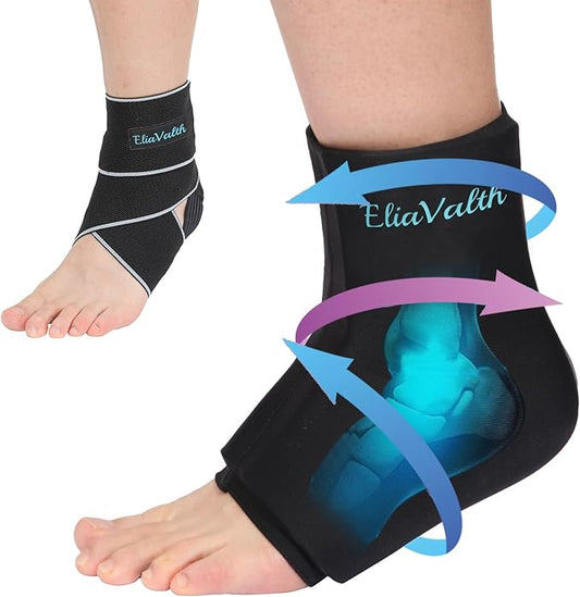 EliaValth 2 in 1 Instant Pain Relief Ankle Foot Ice Gel Pack Wrap Size XL NEW