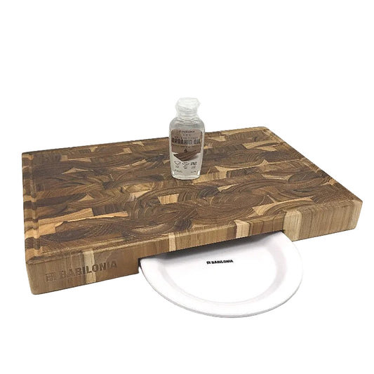 Babilonia 15.7 Inch Extra Thick Teak Wood Premium Chopping Butcher Block NEW