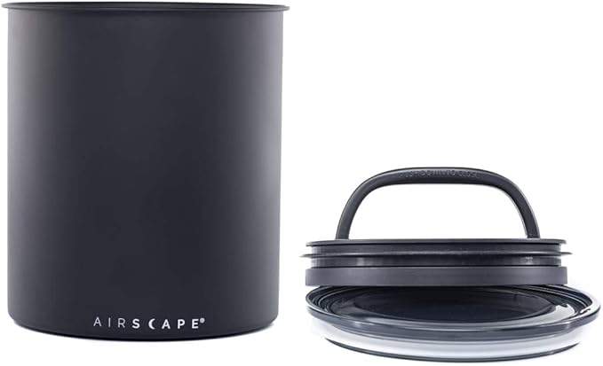 AirScape 160oz Large Galzanised Steel Coffee Bean Storage Canister in Black NEW