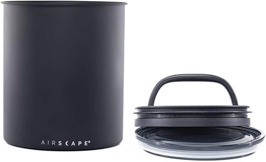 AirScape 160oz Large Galzanised Steel Coffee Bean Storage Canister in Black NEW