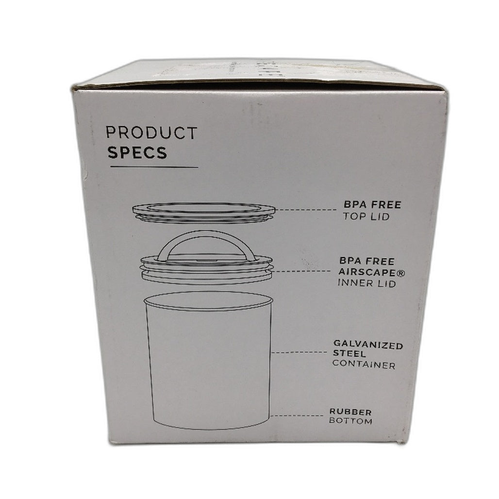AirScape 160oz Large Galzanised Steel Coffee Bean Storage Canister in Black NEW