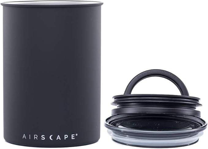 AirScape 64oz Airless Galzanised Steel Coffee Bean Storage Canister in Black NEW