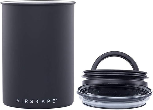 AirScape 64oz Airless Galzanised Steel Coffee Bean Storage Canister in Black NEW