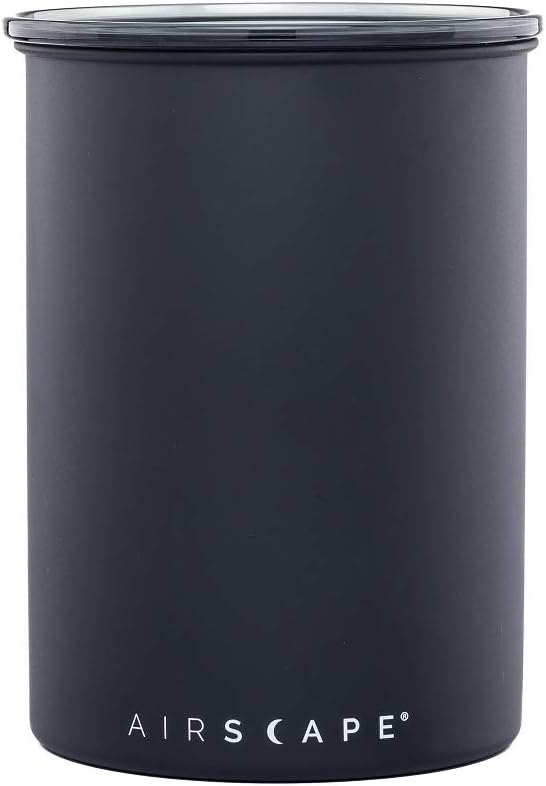 AirScape 64oz Airless Galzanised Steel Coffee Bean Storage Canister in Black NEW