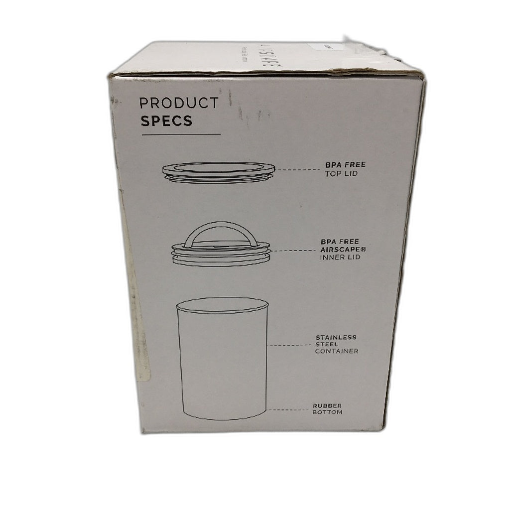 AirScape 64oz Airless Galzanised Steel Coffee Bean Storage Canister in Black NEW