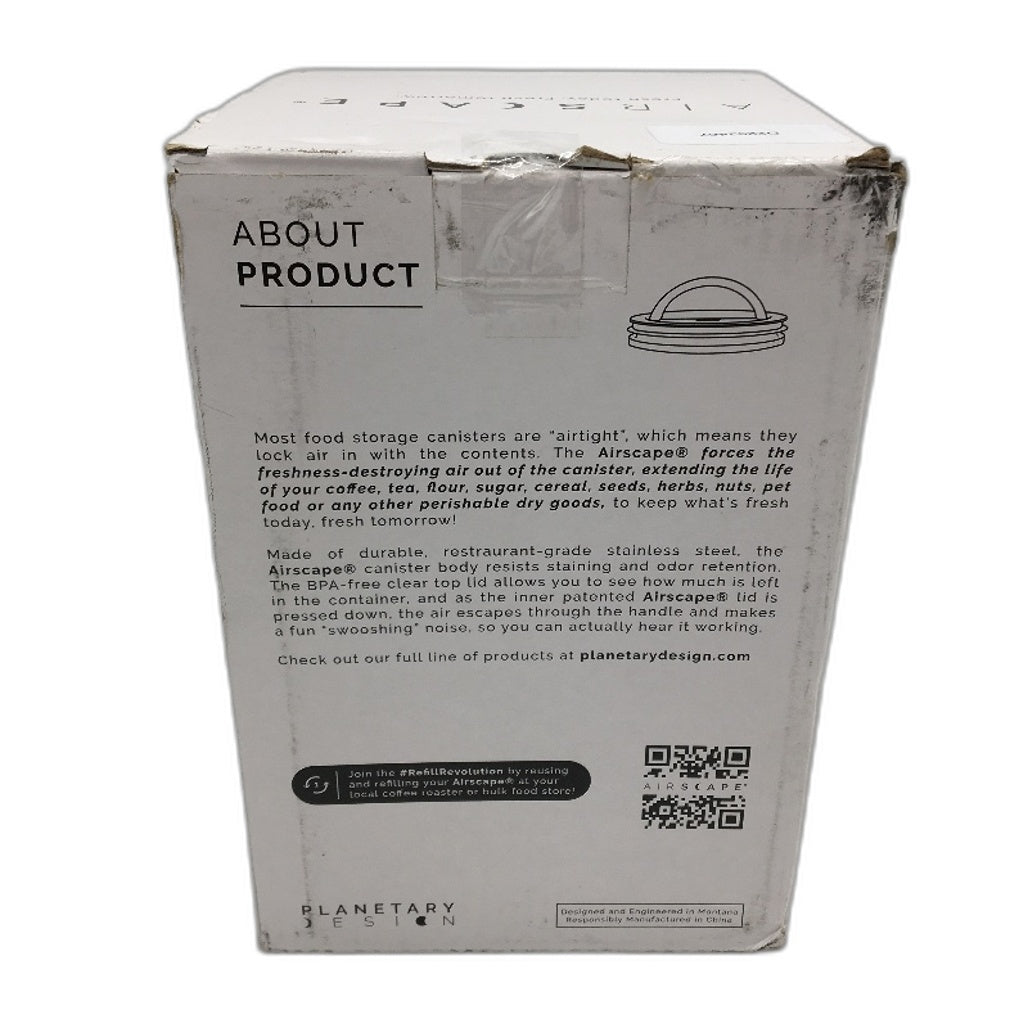 AirScape 64oz Airless Galzanised Steel Coffee Bean Storage Canister in Black NEW