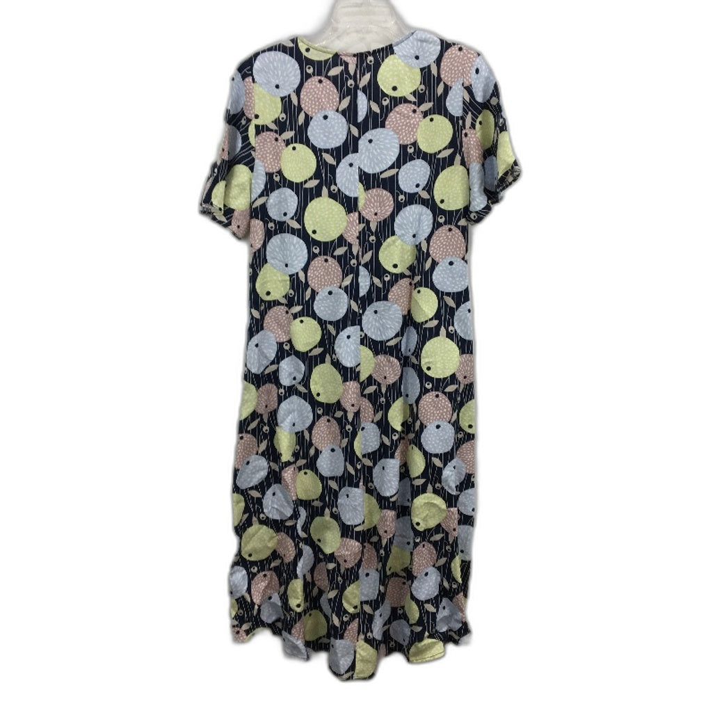 Regatta Myer European Linen Blend Navy Colourful Dress Ladies Size 10 NEW