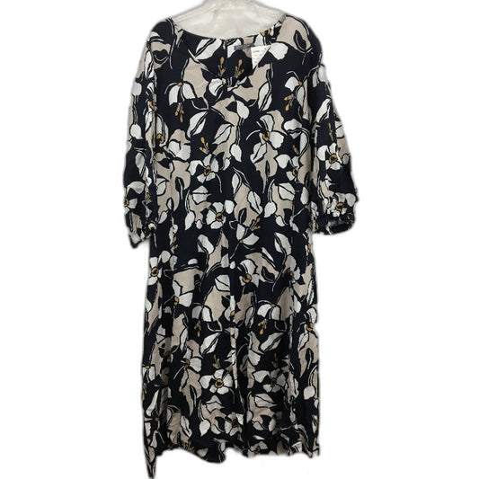 Regatta Myer Linen Blend Navy Floral Dress With Pockets Ladies Size 20 NEW