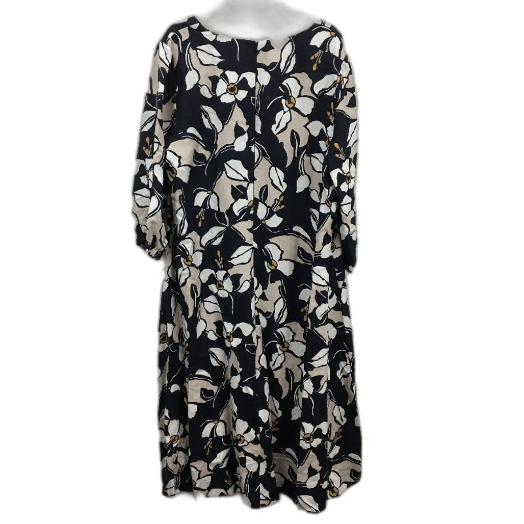 Regatta Myer Linen Blend Navy Floral Dress With Pockets Ladies Size 20 NEW