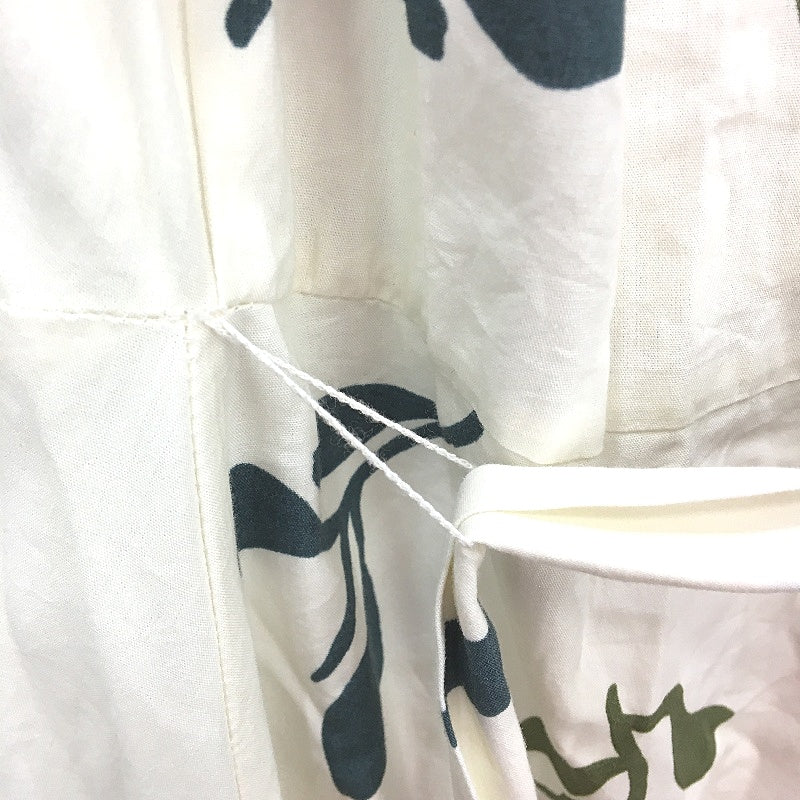 Zara 100% Cotton Cream With Green Leaf Short Sleeve Dress Ladies Size M NEW