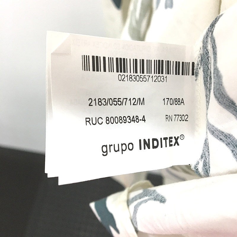 Zara 100% Cotton Cream With Green Leaf Short Sleeve Dress Ladies Size M NEW