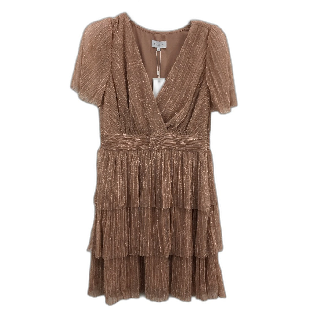 Tokito Myer Metallic Pink Blush Flowy Short Layered Look Dress Ladies Sze 10 NEW