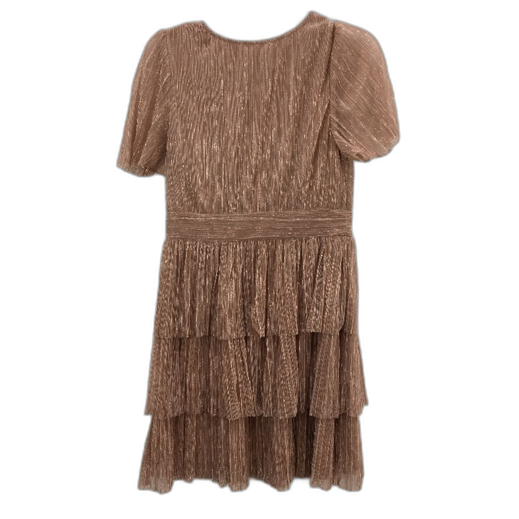 Tokito Myer Metallic Pink Blush Flowy Short Layered Look Dress Ladies Sze 10 NEW