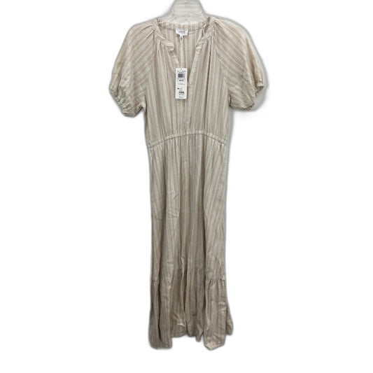 Grab Denim Beige Stripe Comfort Cool Euro Linen Blend Dress Ladies Size 10 NEW