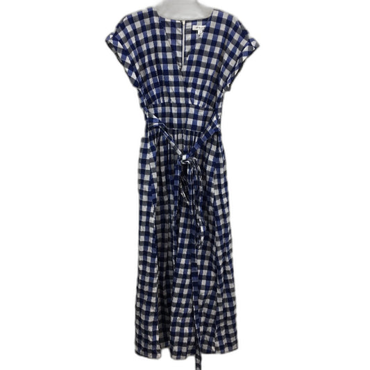 David Jones Blue Check Lightweight Summer Dress With Pockets Ladies Size 10