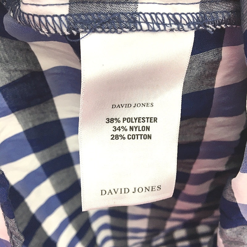 David Jones Blue Check Lightweight Summer Dress With Pockets Ladies Size 10