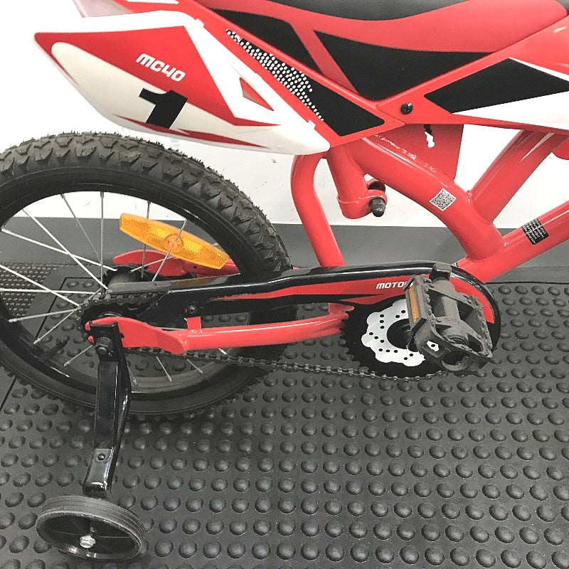 Motocross Bike 40cm Red & Black Plastics With Training Wheels Kids Bicycle DEMO