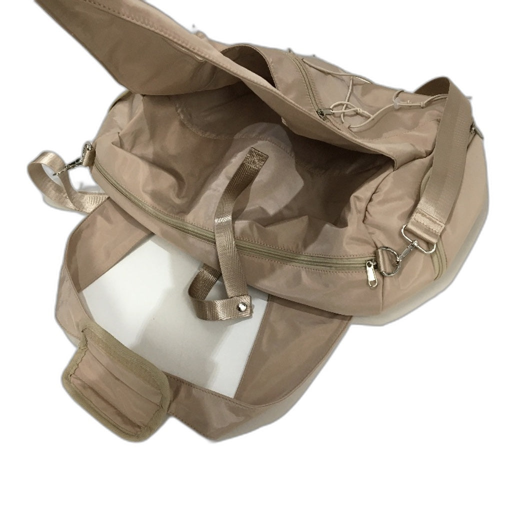 Easy Store Golden Silky Duffle Style Large Travel Bag With Shoulder Strap NEW