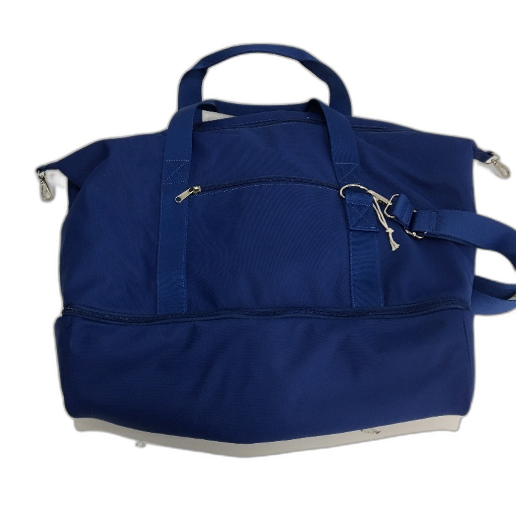 Woven Royal Blue Oversized Tote Weekender Bag With Shoulder Strap NEW