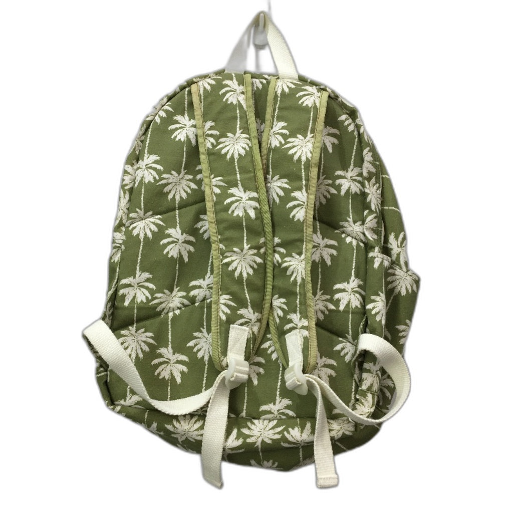 Washable Cotton Feel Large Beach Green Palm Front Zipped Pocket Backpack NEW