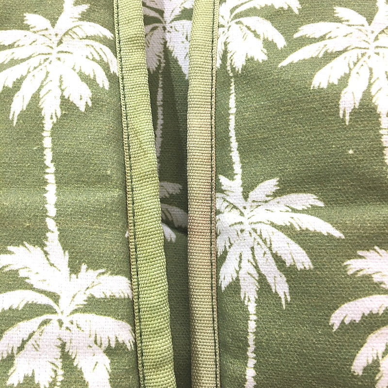 Washable Cotton Feel Large Beach Green Palm Front Zipped Pocket Backpack NEW