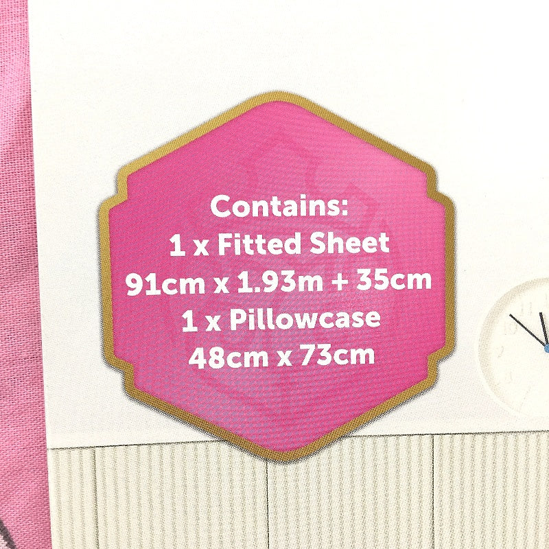 Disney Princess 100% Cotton Bright Pink Fitted Sheet Combo SINGLE Bed NEW