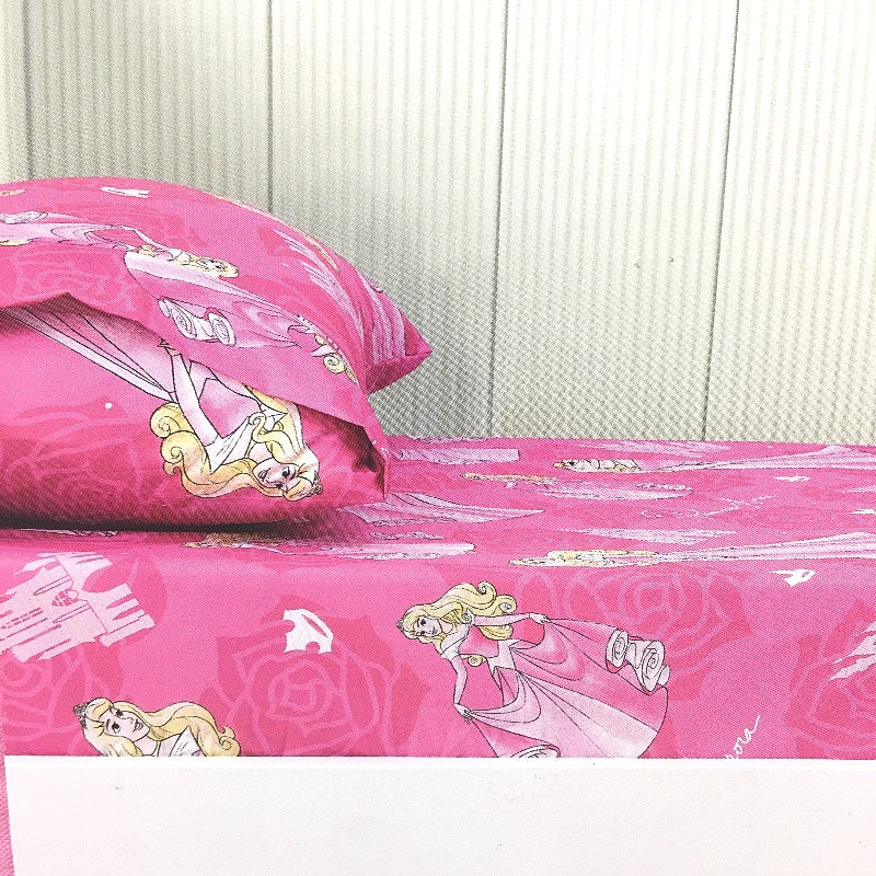 Disney Princess 100% Cotton Bright Pink Fitted Sheet Combo SINGLE Bed NEW
