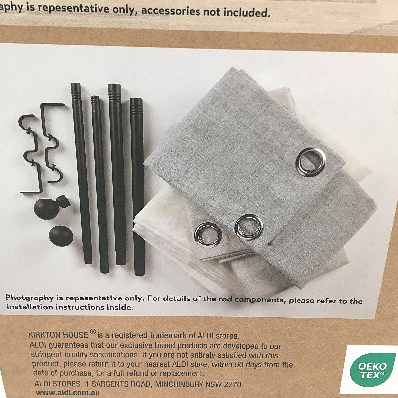 Kirkton House Blockout & Sheer Curtain Set W/ Extendable Rods 1.4x2.23m NEW