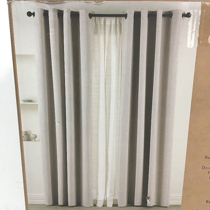 Kirkton House Blockout & Sheer Curtain Set W/ Extendable Rods 1.4x2.23m NEW