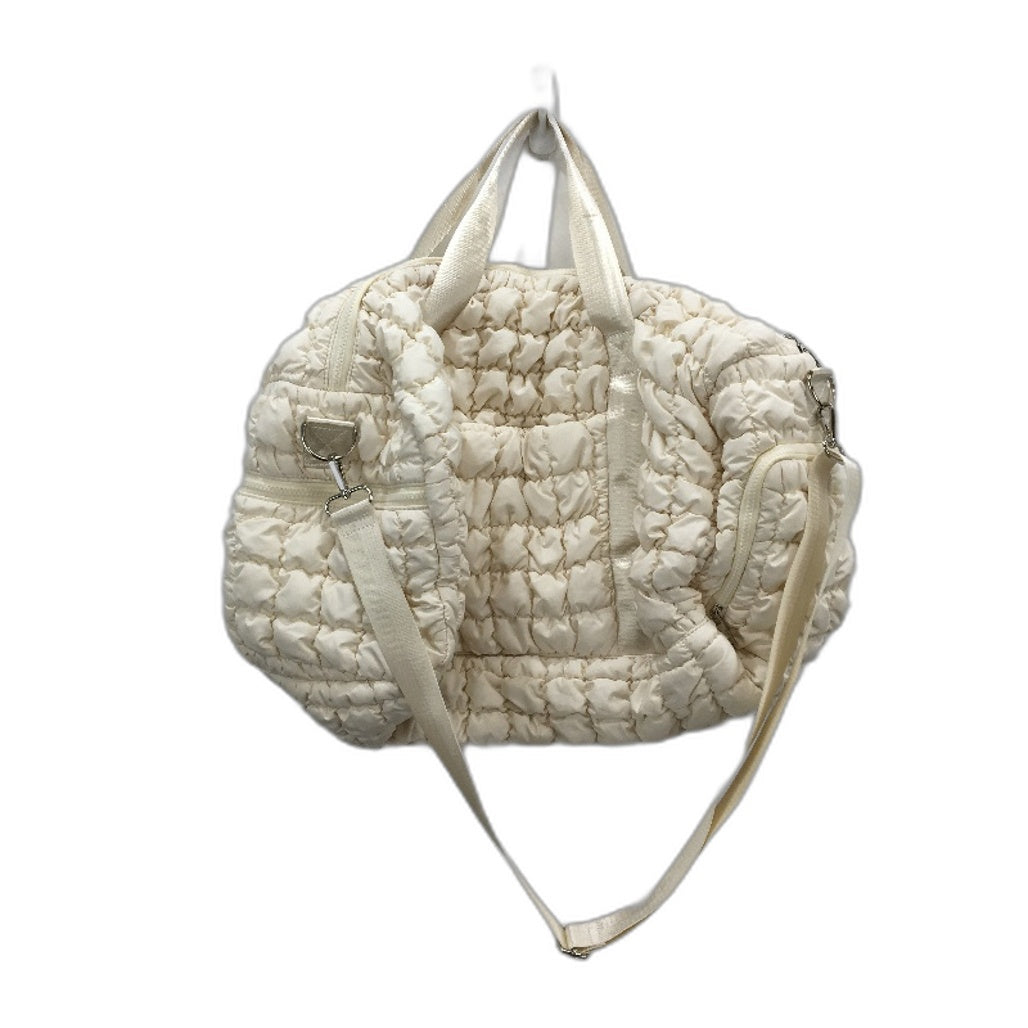 Sunway Soft Puffy Quilted Crossbody Duffle Bag Adjustable Straps Cream NEW