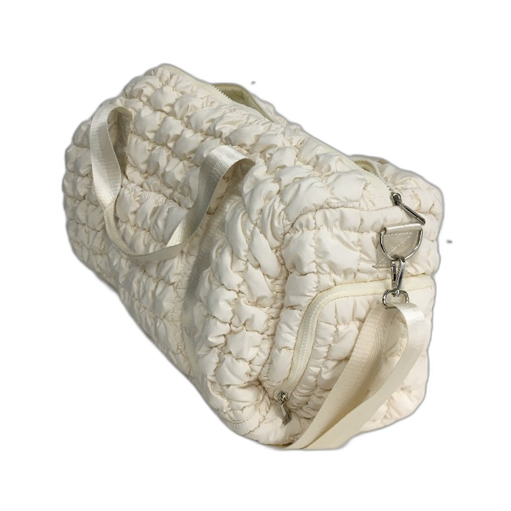 Sunway Soft Puffy Quilted Crossbody Duffle Bag Adjustable Straps Cream NEW