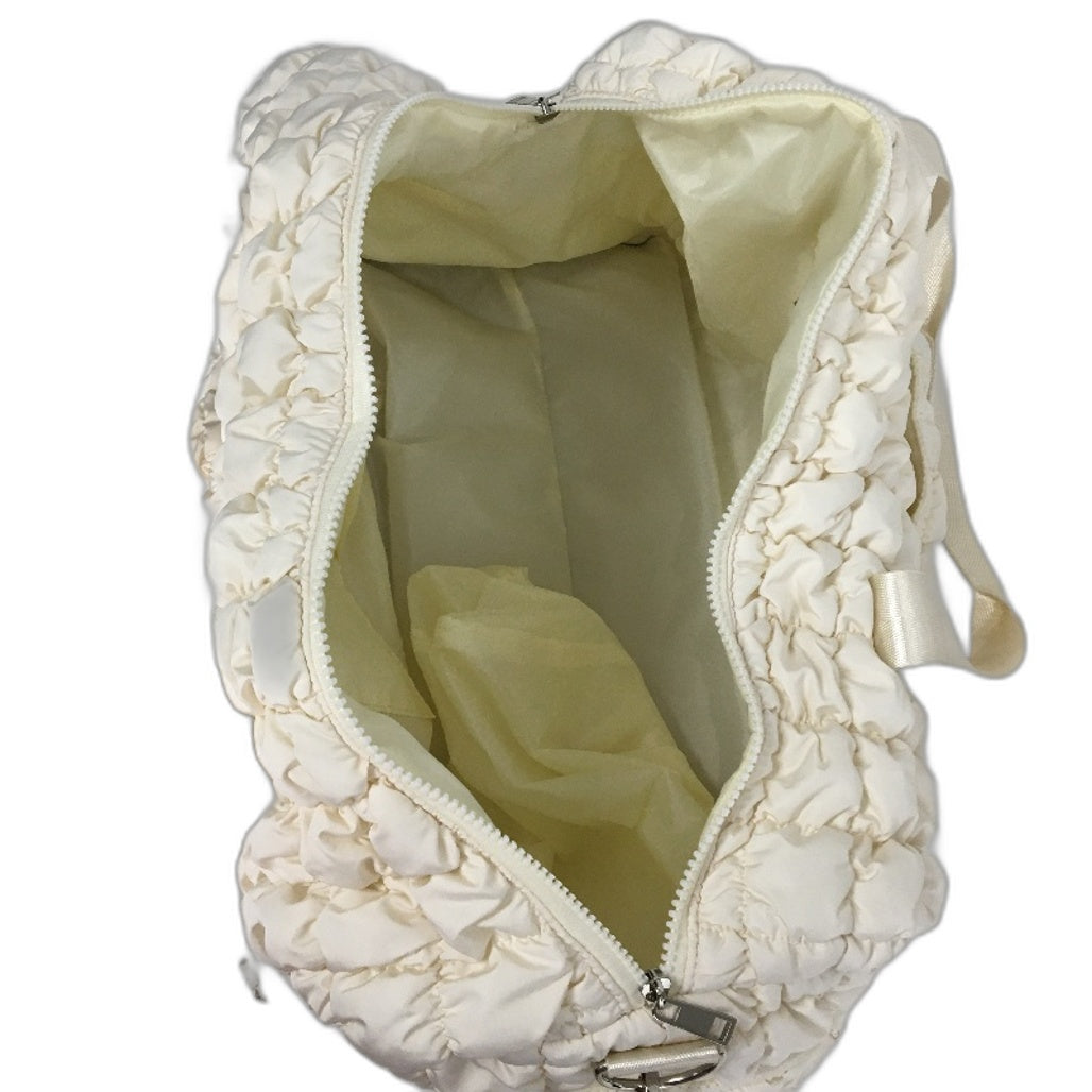 Sunway Soft Puffy Quilted Crossbody Duffle Bag Adjustable Straps Cream NEW
