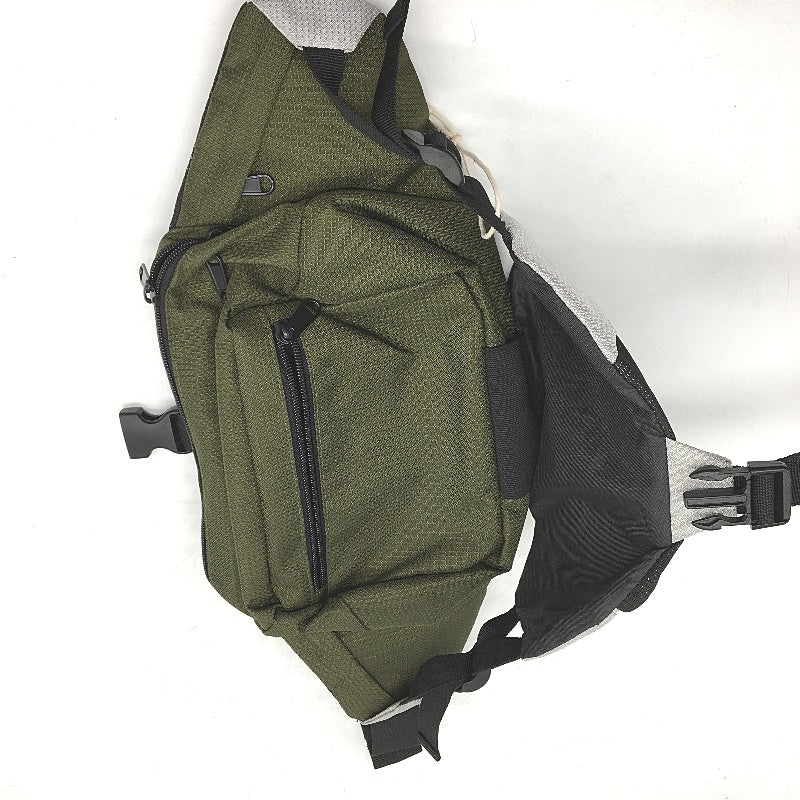 Multi Compartment Sling Bag Bottle Holder Adjustable Crossbody Strap Green NEW