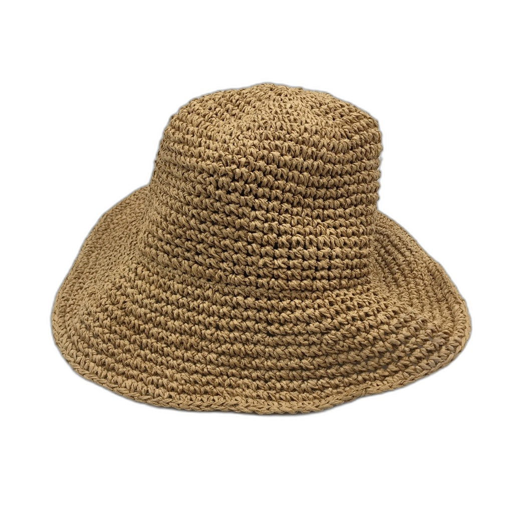 Subtitled North Straw Paper Woven Bucket Hat Womens One Size Natural Yellow NEW
