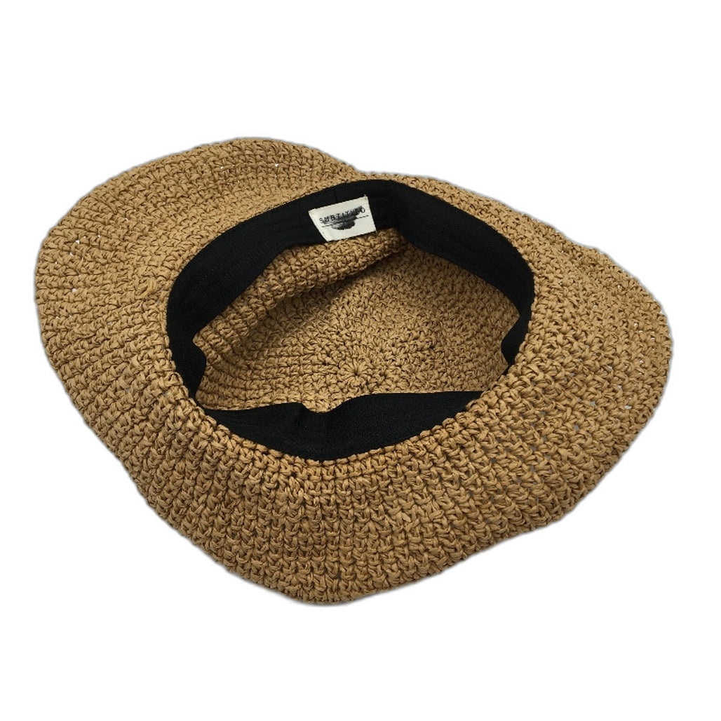Subtitled North Straw Paper Woven Bucket Hat Womens One Size Natural Yellow NEW