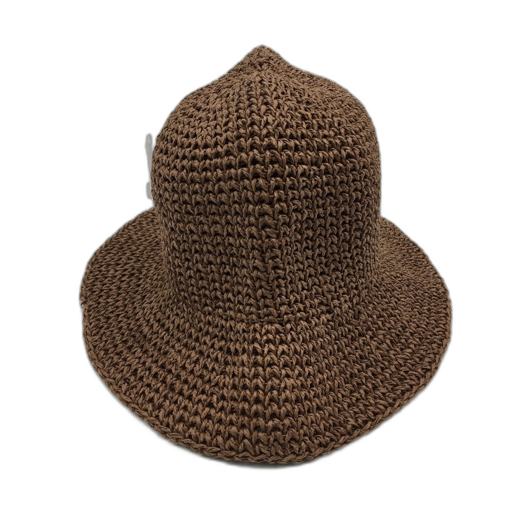 Subtitled North Straw Paper Woven Beach Bucket Hat Womens One Size Brown NEW