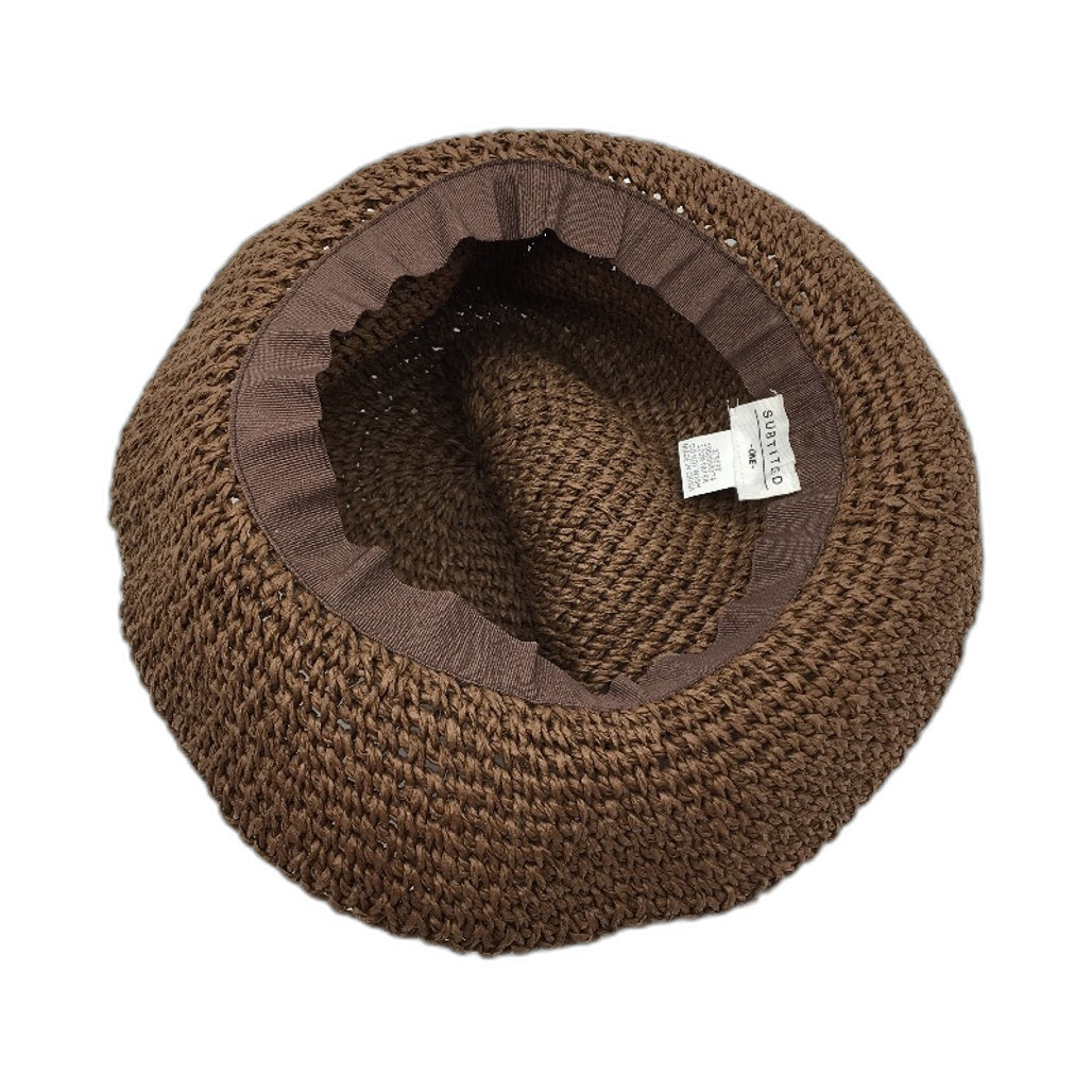 Subtitled North Straw Paper Woven Beach Bucket Hat Womens One Size Brown NEW