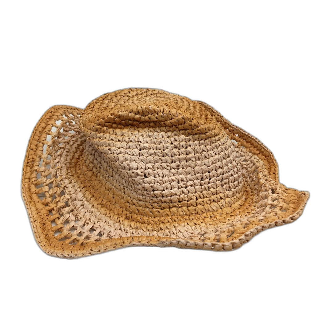 Subtitled North Straw Paper Woven Beach Bucket Hat Tie Dye Orange One Size NEW