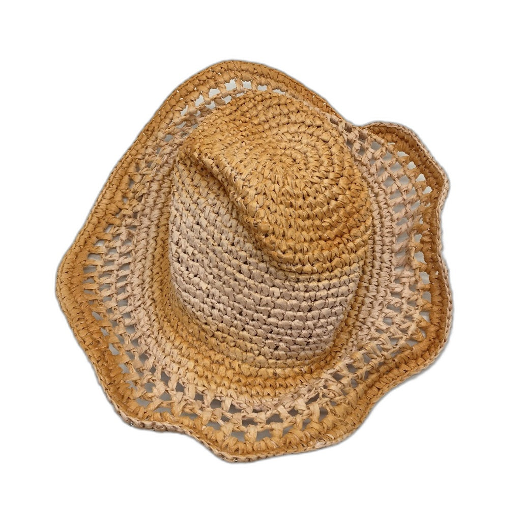 Subtitled North Straw Paper Woven Beach Bucket Hat Tie Dye Orange One Size NEW