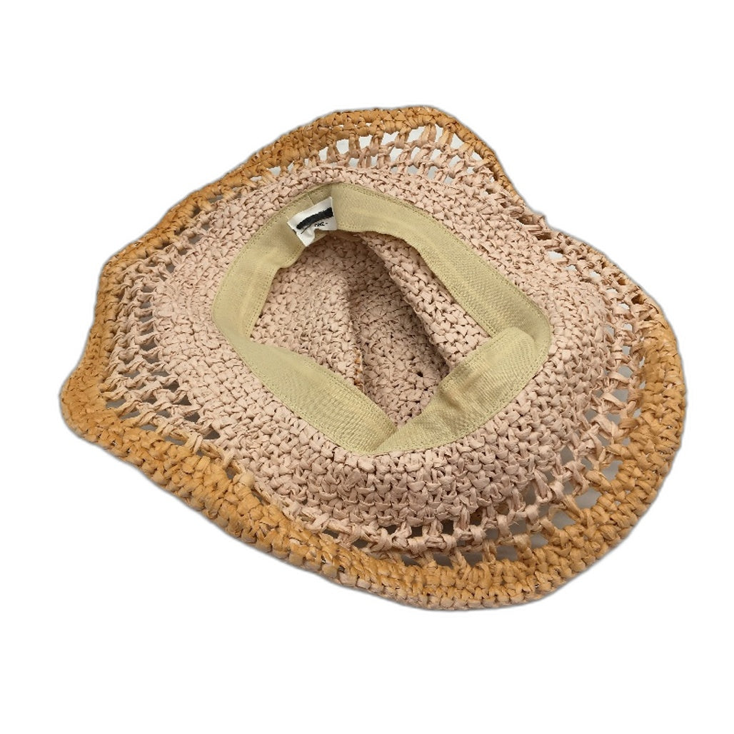 Subtitled North Straw Paper Woven Beach Bucket Hat Tie Dye Orange One Size NEW